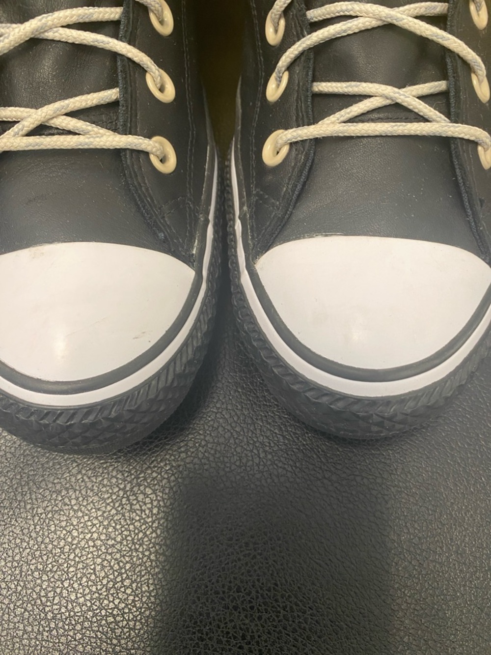 Converse High Top leather Sneakers - Black with Orange Lining - Picture 4 of 5